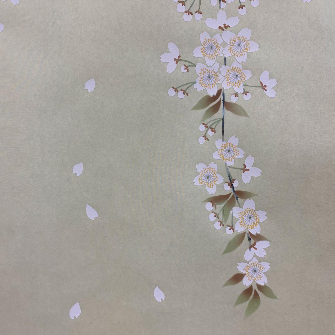 美品 掛け軸 山本晃雲作 枝垂れ桜図 共箱 花鳥 縁起物
