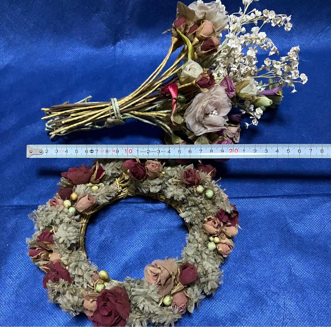 布花　染め花　アートフラワー　ハンドメイド　リース、ブーケ、コサージュ4点セット