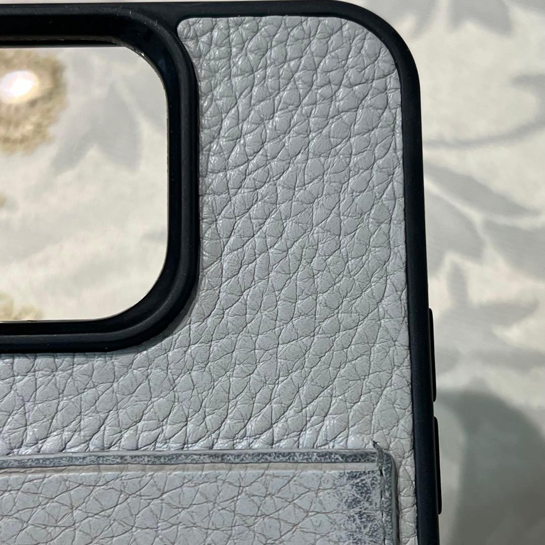 MIU MIU レザー iPhone13 Proケース カードポケット 水色