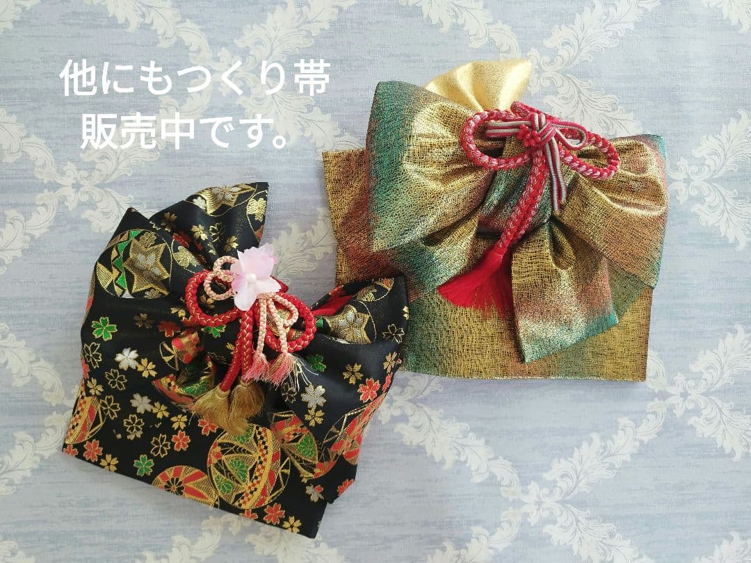 桜のつくり帯 鞠 黒 金